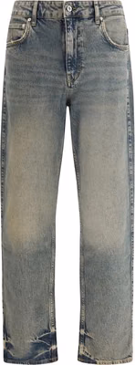 Blue Cotton Straight-Leg Jeans