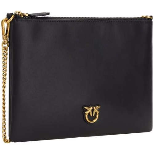 PINKO Black Calf Leather Bos Taurus Shoulder Bag