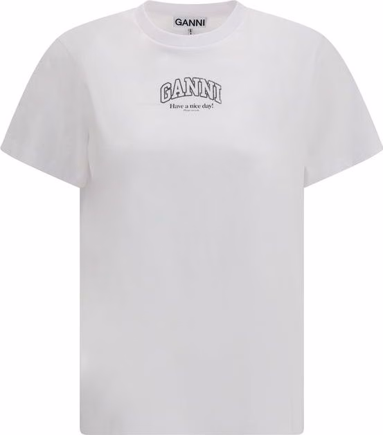 Ganni White Cotton T-Shirt