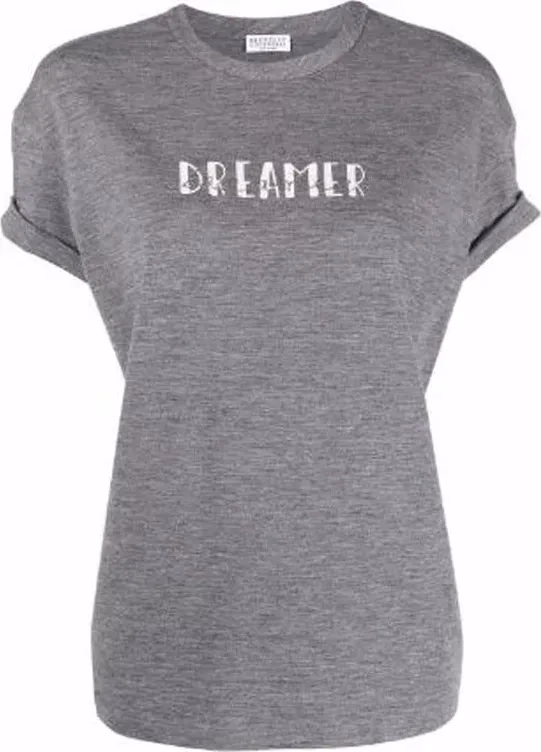 Brunello Cucinelli Gray Elastane T-Shirt