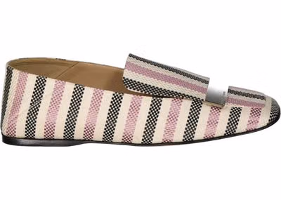 White Fabric Slip-On Loafers