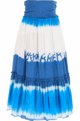 Blue Cotton Midi Skirt