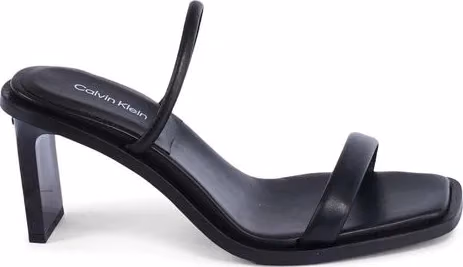 Calvin Klein Black Leather Stiletto Heel Sandals