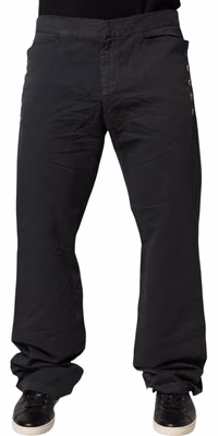 Black Straight Fit Mid Waist Denim Trouser Jeans