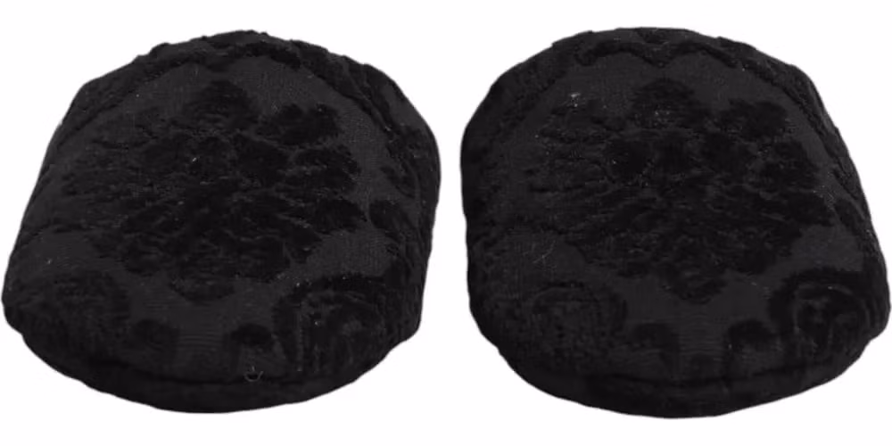 Dolce & Gabbana Black Logo Embroidered Slippers Flats Shoes