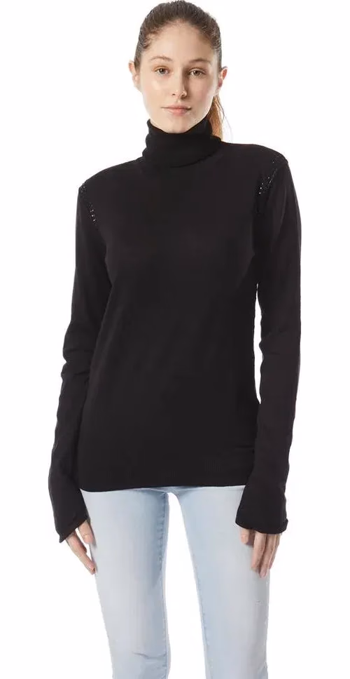 Gas Black Cotton Turtleneck