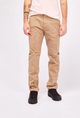Beige Cotton Casual Pants