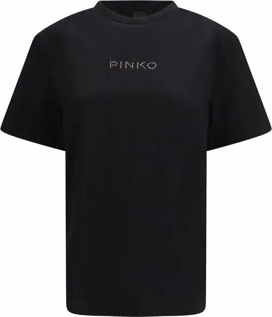 PINKO Black Cotton T-Shirt