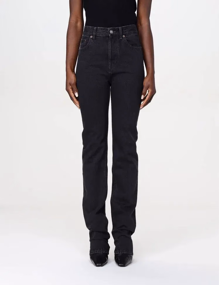 Saint Laurent Black Cotton Straight-Leg Jeans