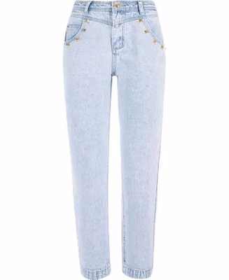 Blue Cotton Boyfriend Jeans