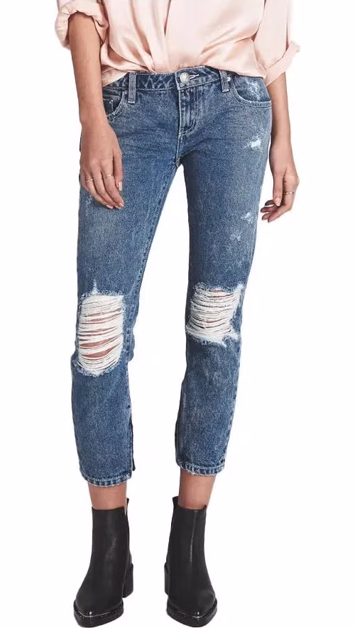 One Teaspoon Blue Cotton Cropped Jeans
