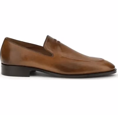 Brown Calf Leather Bos Taurus Slip-On Loafers