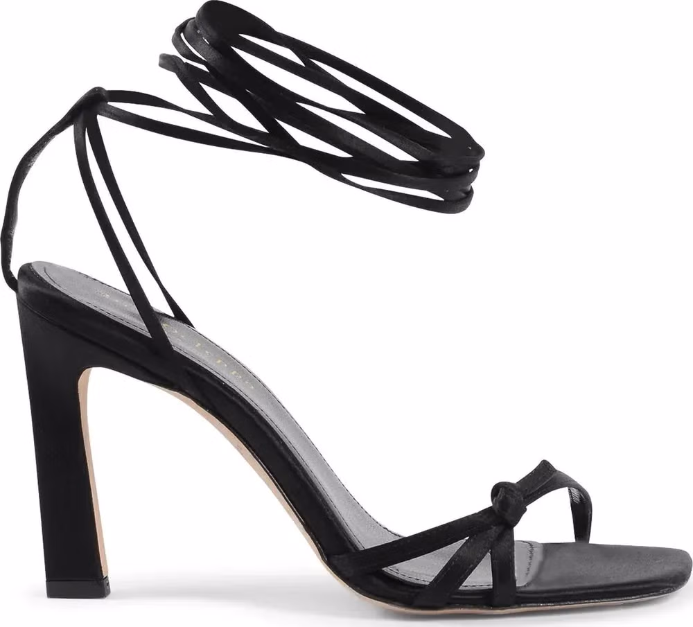 Dee Ocleppo Black Satin Strap-On Sandals