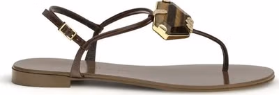Brown Stainless Steel Flat Sandals