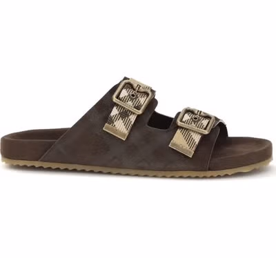 Brown Calf Leather Bos Taurus Flat Sandals