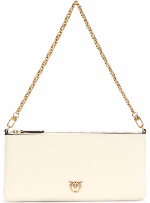 PINKO White Calf Leather Bos Taurus Shoulder Bag