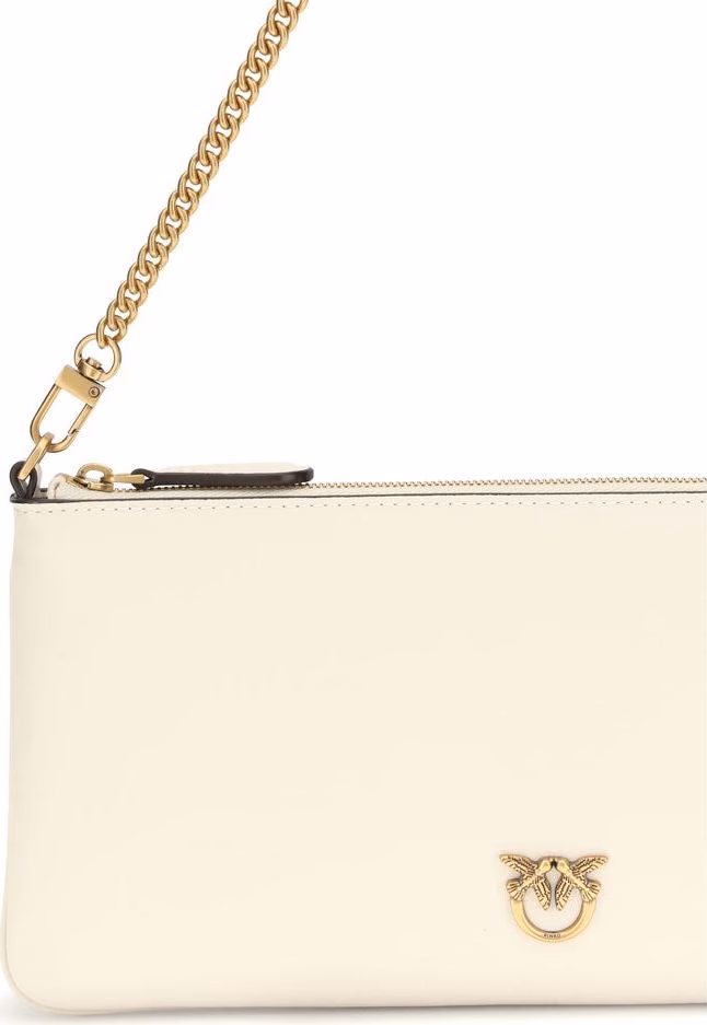 PINKO White Calf Leather Bos Taurus Shoulder Bag