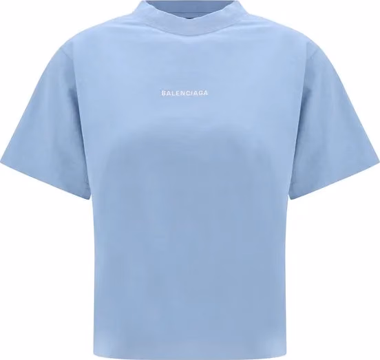 Balenciaga Blue Cotton T-Shirt