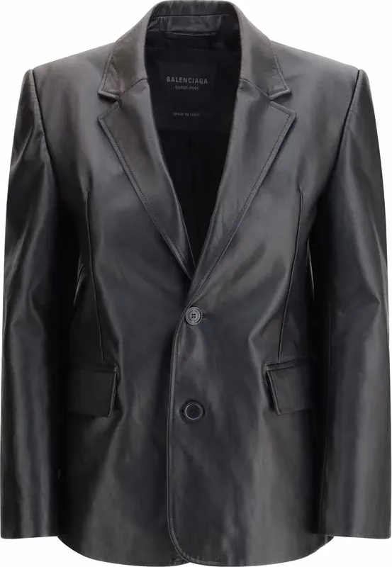 Balenciaga Black Calf Leather Bos Taurus Leather Jacket
