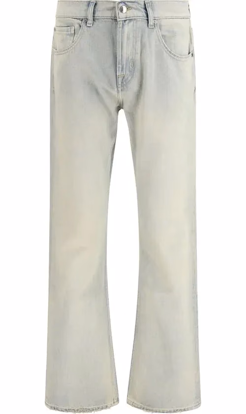 7FOR Beige Cotton Bootcut Jeans