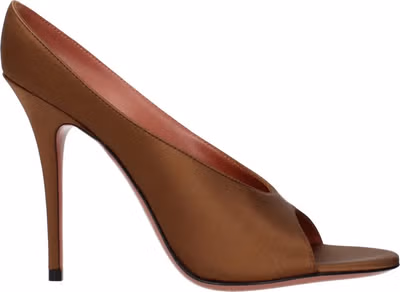 Brown Satin High Heel Pumps