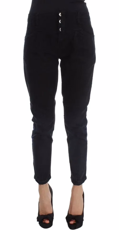 Costume National Black Cotton Cropped Jeans