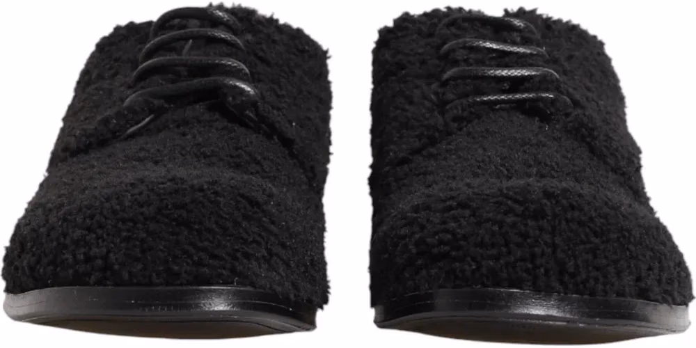 Dolce & Gabbana Men Black Riccio Shearling Dress Derby Shoes