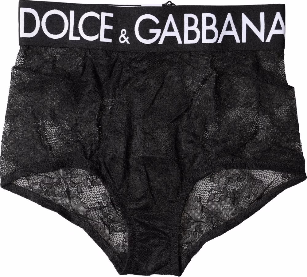Dolce & Gabbana Black Logo Girdle High Waist Panty Underwear
