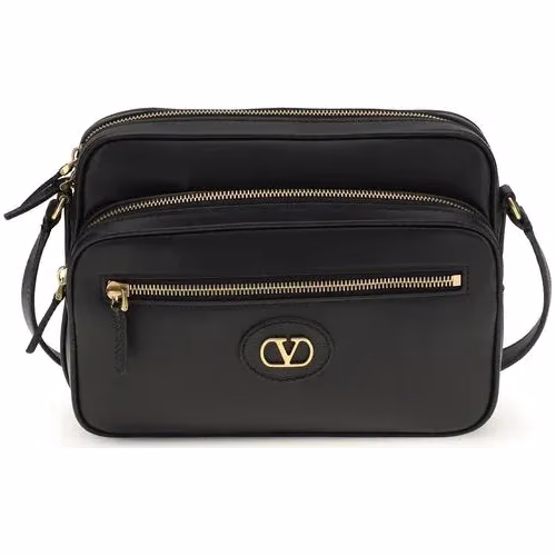 Valentino Garavani Black Calf Leather Bos Taurus Shoulder Bag