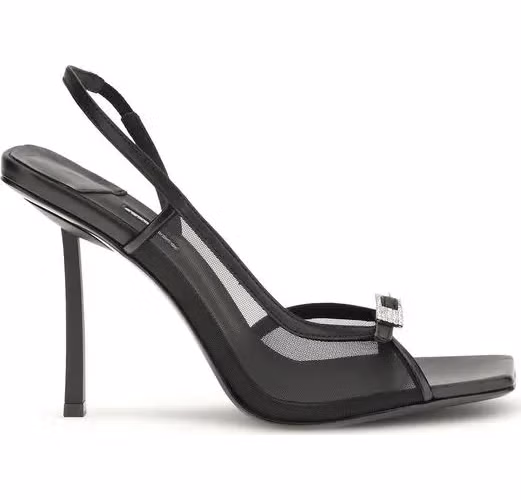 LE SILLA Black Calf Leather Bos Taurus Stiletto Heel Sandals