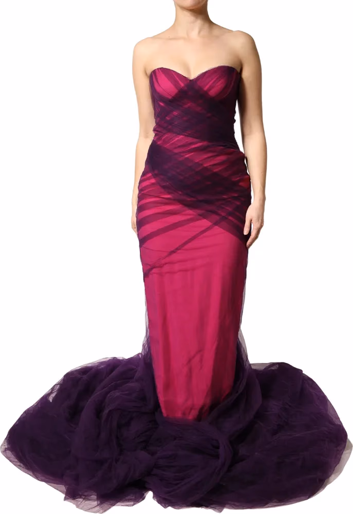 Dolce & Gabbana Pink Black Strapless Sheath Mermaid  Dress