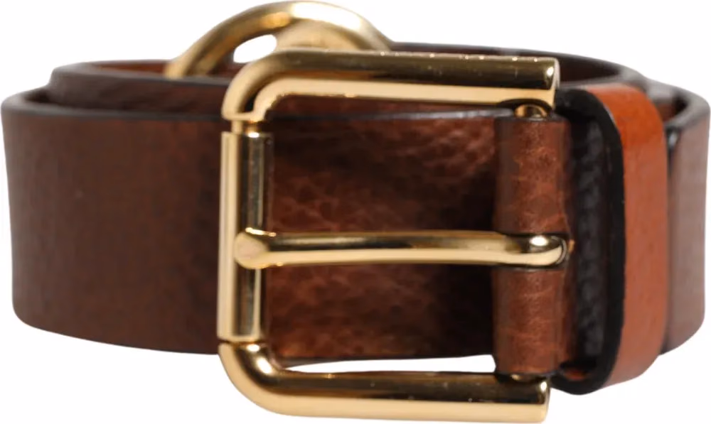 Dolce & Gabbana Men Brown Classic Leather Metal Buckle Belt
