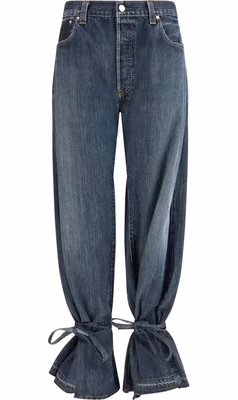 Gray Cotton Straight-Leg Jeans