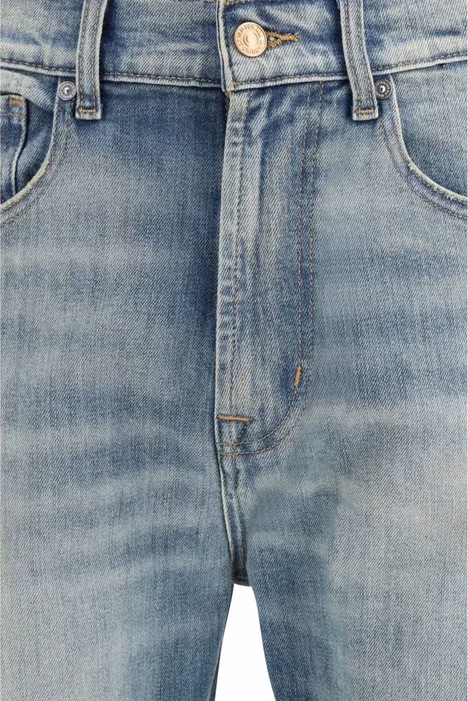 7FOR Blue Cotton Relaxed Fit Jeans