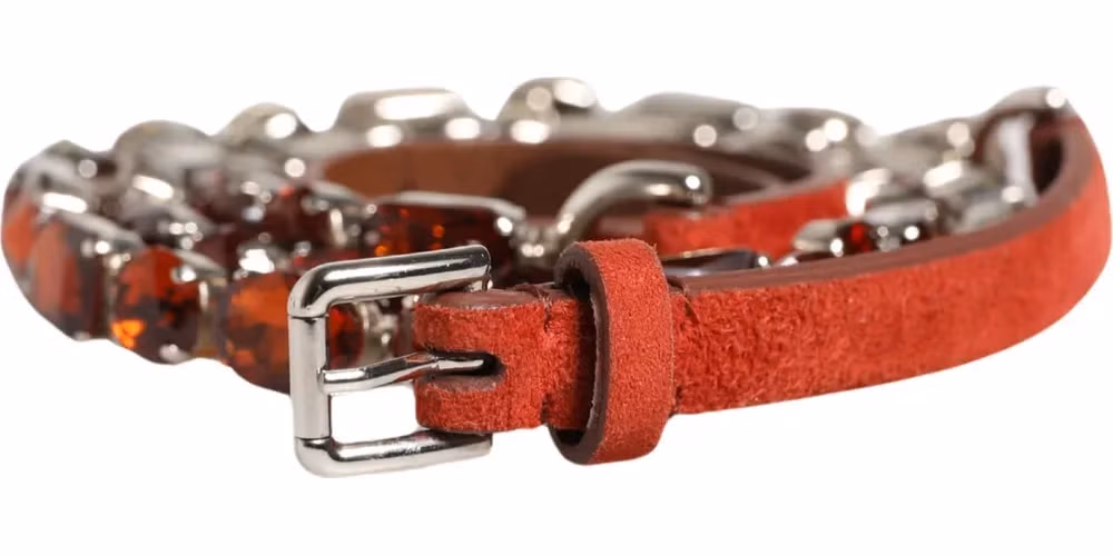 Dolce & Gabbana Red Velvet Crystals Chain Embellished Belt
