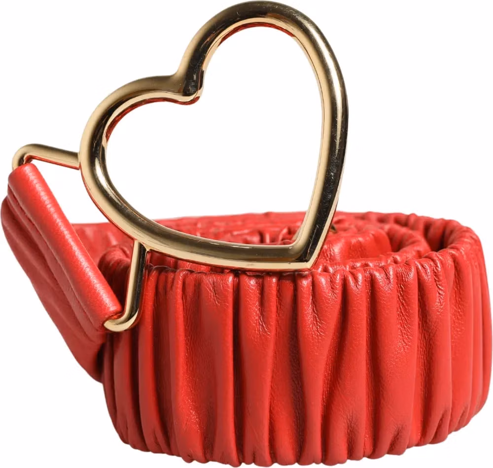 Dolce & Gabbana Red Leather Gold Heart Metal Buckle Belt
