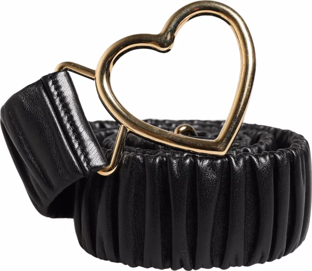 Dolce & Gabbana Black Leather Gold Heart Metal Buckle Belt