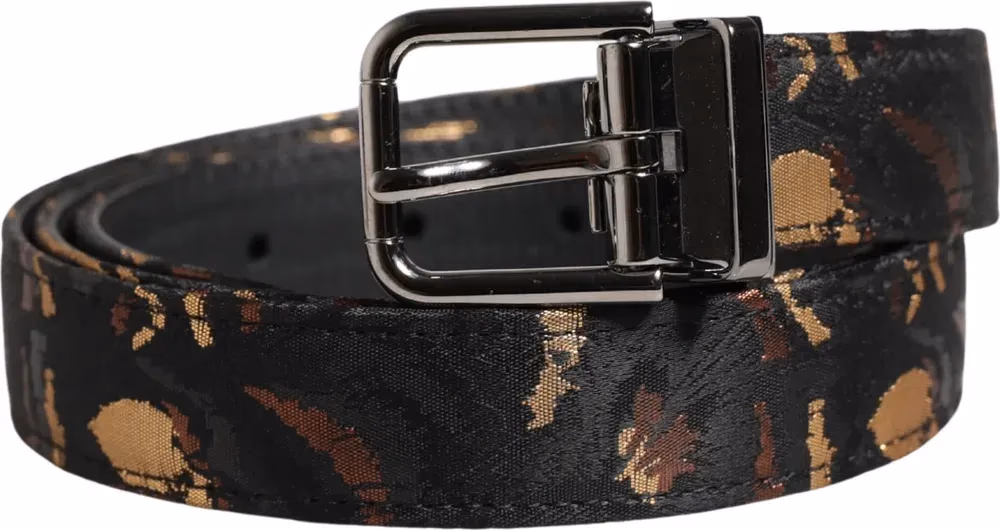 Dolce & Gabbana Multicolor Jacquard Silver Metal Buckle Belt