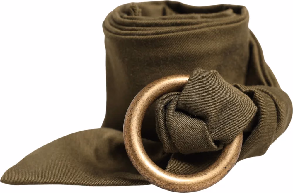 Ermanno Scervino Army Green Cotton Round Buckle Waist Belt