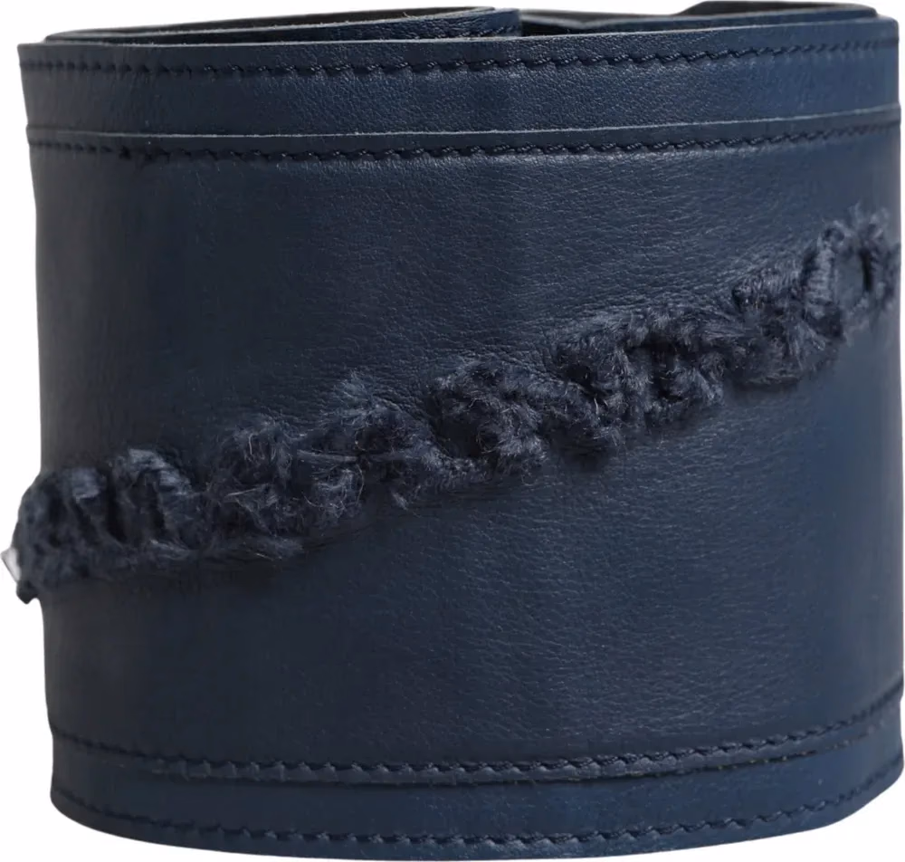 Ermanno Scervino Blue Leather Wide Waist Women Cintura Belt