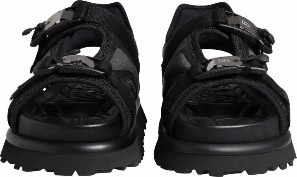 Dolce & Gabbana Black Logo Detailed Men Chunky Sandals Shoes