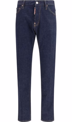 Blue Cotton Straight-Leg Jeans