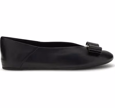 Black Calf Leather Bos Taurus Ballet Flats