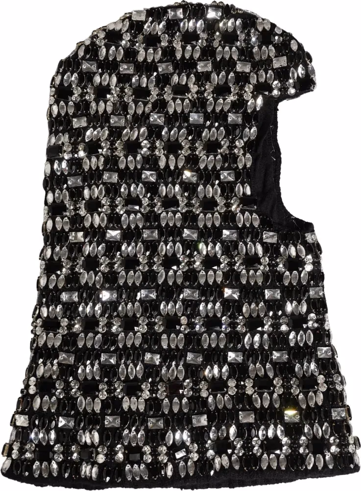 Dolce & Gabbana Black Wool Crystal Embellished Balaclava Hat