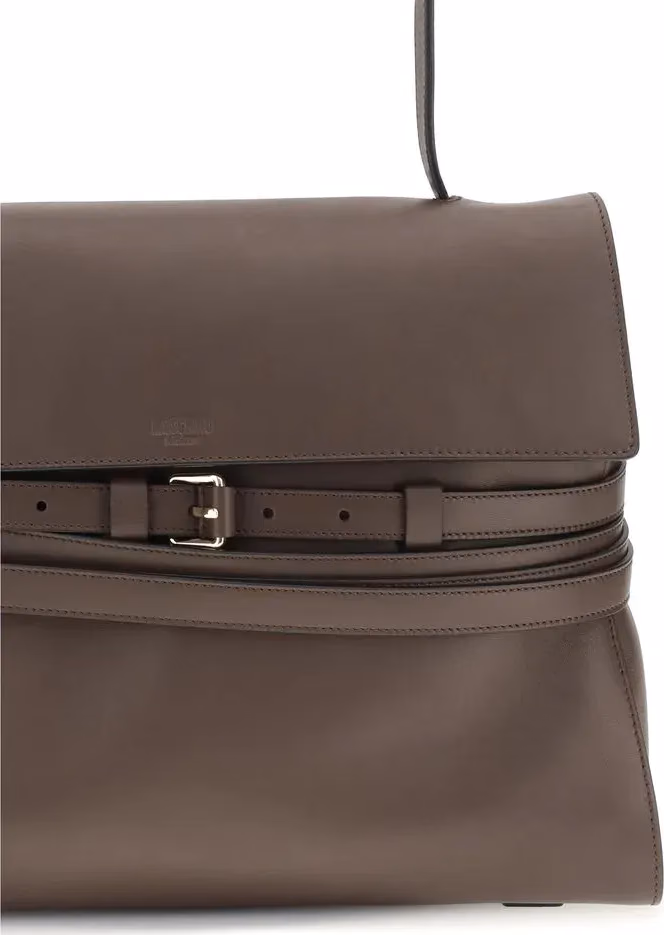 Moschino Brown Calf Leather Bos Taurus Handbag