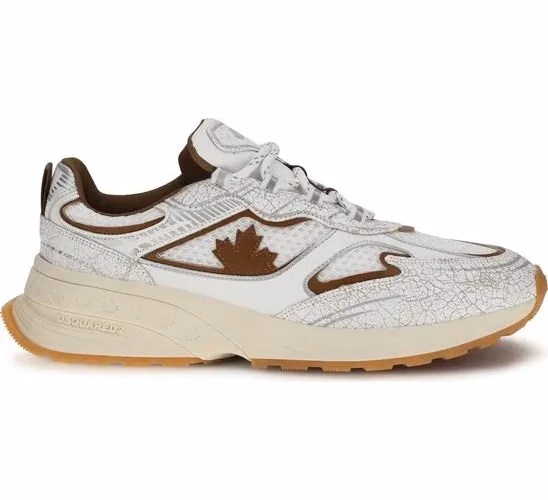 Dsquared² White Calf Leather Bos Taurus Athletic Sneakers