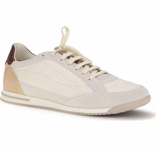 Brunello Cucinelli Beige Calf Leather Bos Taurus Sneakers