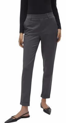 Gray Polyester Casual Pants