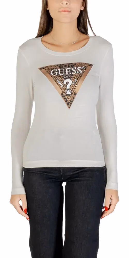 Guess Cream Cotton Long Sleeve T-Shirt
