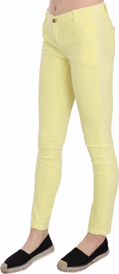 Yellow Cotton Stretch Low Waist Skinny Casual Trouser Pants